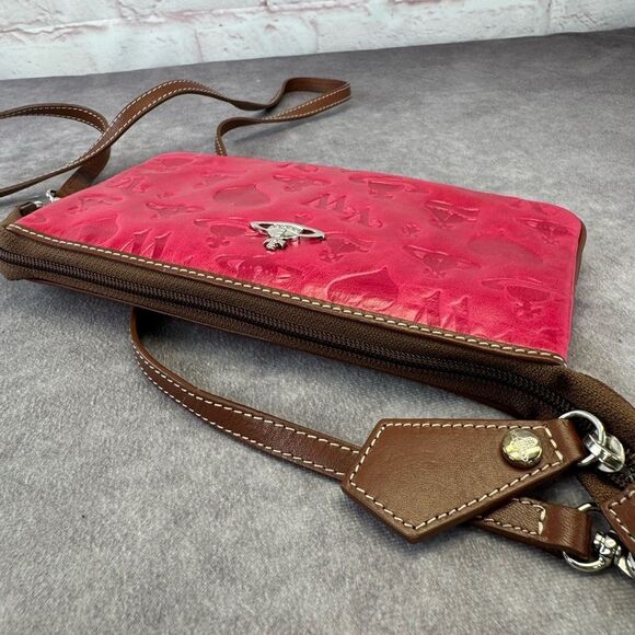 Vivienne Westwood Pink Embossed Leather Women's Bag Crossbody Wallet on Strap - Picture 7 of 15